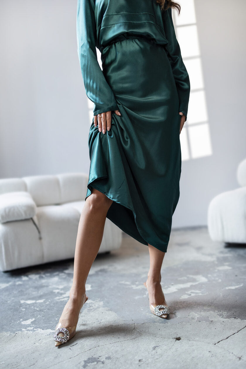 Saténová maxi sukně