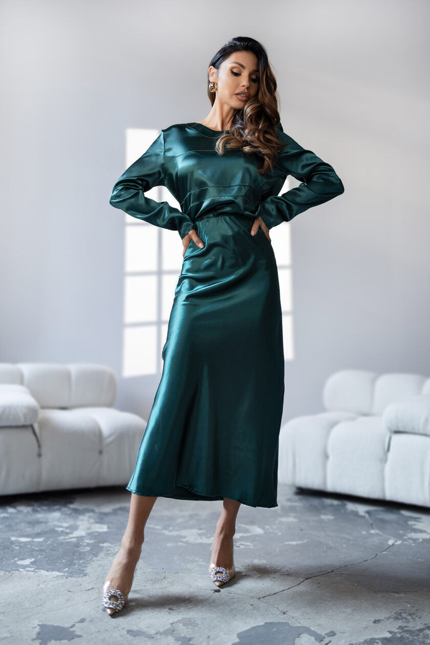 Saténová maxi sukně